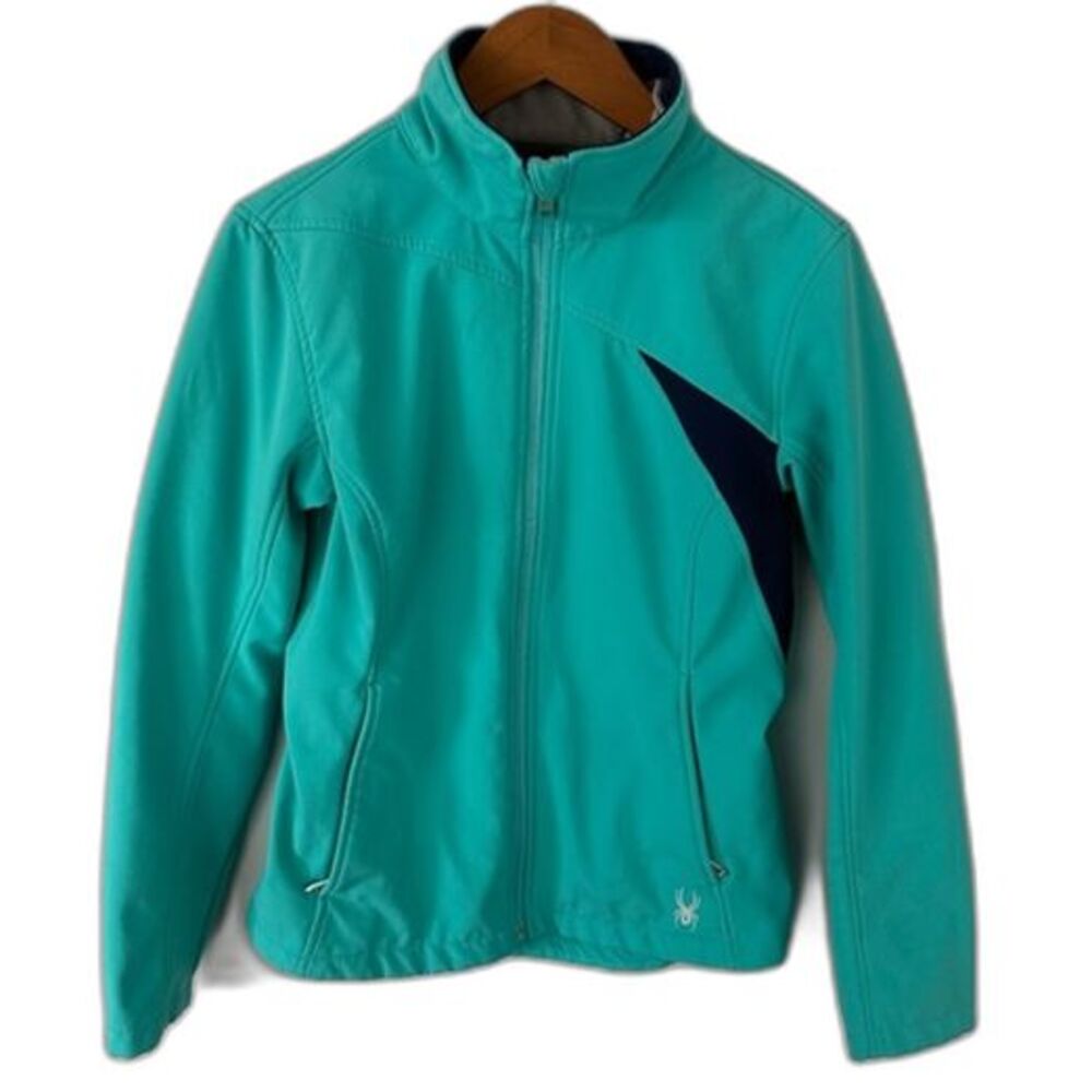 Spyder Blue Athletic Full-Zip Soft Shell Jacket Size Medium Athletic Casual